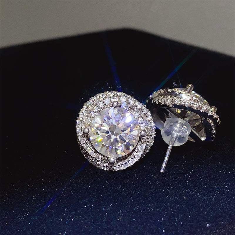 6 Carat Moissanite 925 Sterling Silver Earrings - Trendsi - Flyclothing LLC