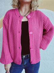 Button Up Long Sleeve Cardigan - Trendsi