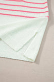 Striped V-Neck Short Sleeve Knit Top - Trendsi - Flyclothing LLC