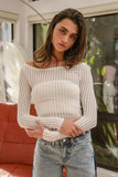 BiBi Textured Sheer Boat Neck Top - Trendsi - Flyclothing LLC