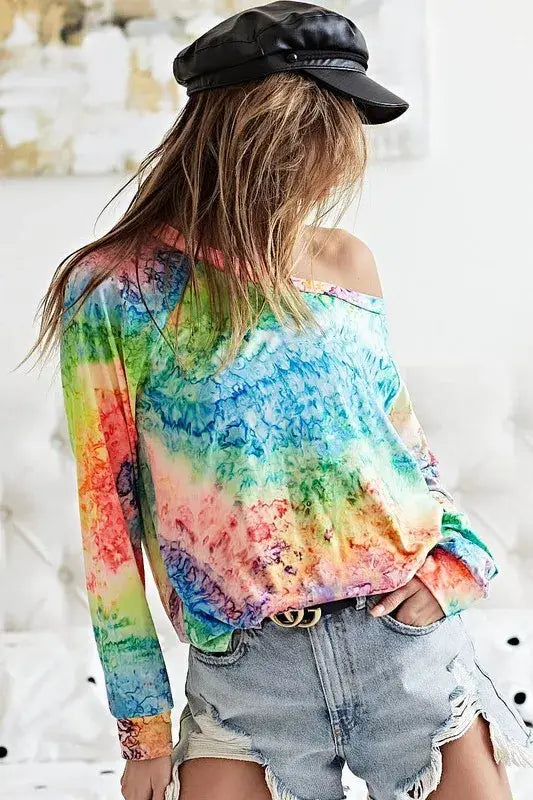 BiBi Tie Dye Soft Knit Jersey T-Shirt - Trendsi - Flyclothing LLC