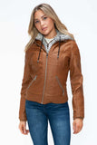 YMI Faux Layered Double-Zipper Jacket with Fuzzy Hood - Trendsi - Flyclothing LLC