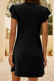 V-Neck Ruffled Cap Sleeve Dress - Trendsi