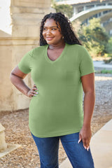 Basic Bae Bamboo Full Size V-Neck Short Sleeve T-Shirt - ShopBasicbae - Flyclothing LLC