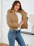 Pocketed Long Sleeve Cropped Hooded Winter Coat - Trendsi - Flyclothing LLC