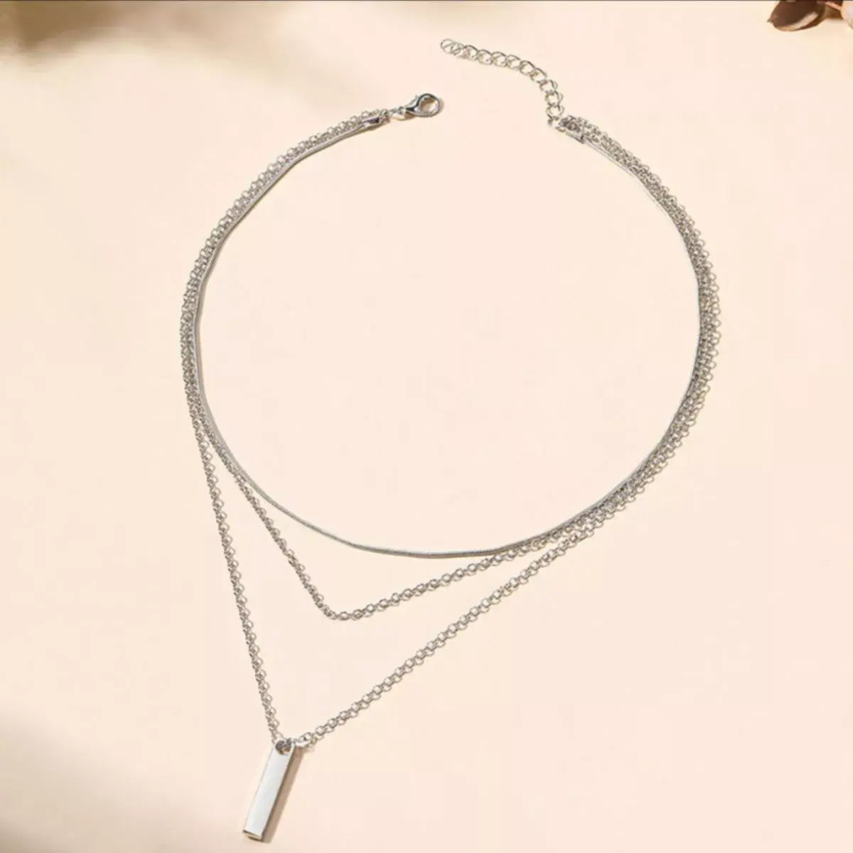 Three Layered Bar Pendant Necklace - Trendsi - Flyclothing LLC
