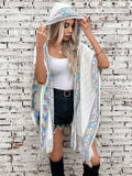Fringe Half Sleeve Hooded Poncho - Trendsi