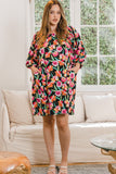 ODDI Full Size Floral Puff Sleeve Mini Dress - Trendsi
