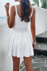 Devine Smocked Scoop Neck Mini Cami Dress - Trendsi - Flyclothing LLC