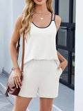 Casual Ribbed Tank Top and Shorts Set - Trendsi - Flyclothing LLC