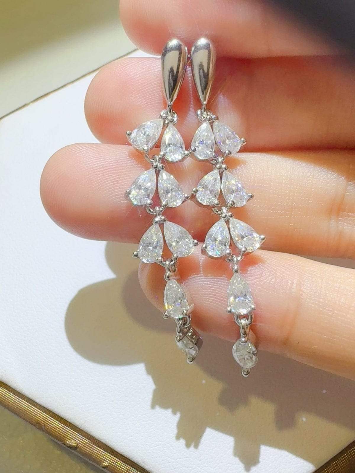 6 Carat Moissanite 925 Sterling Silver Bar Earrings - Trendsi - Flyclothing LLC