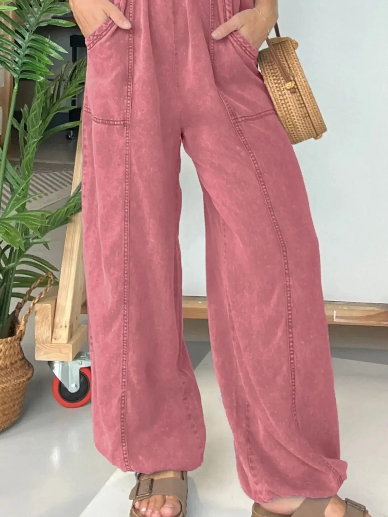 Full Size Wide Leg Spaghetti Strap Jumpsuit Plus Size - Trendsi - Flyclothing LLC