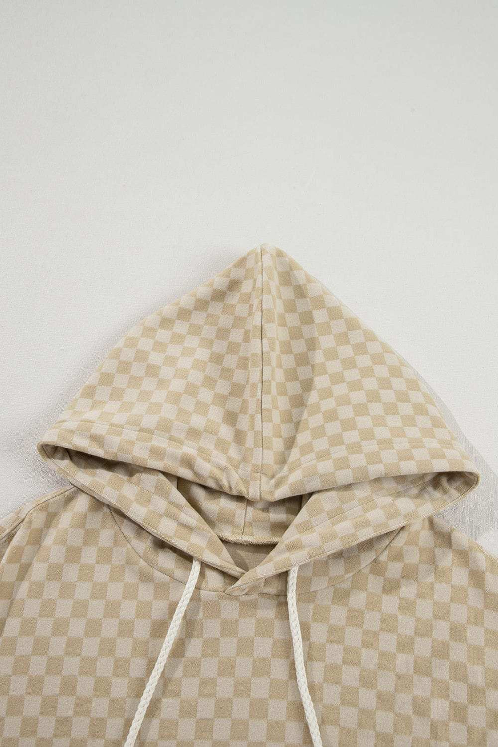 Checkered Print Kangaroo Pocket Drawstring Hoodie - Trendsi - Flyclothing LLC