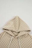 Checkered Print Kangaroo Pocket Drawstring Hoodie - Trendsi - Flyclothing LLC