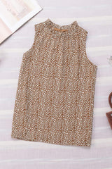 Frill Printed Round Neck Tank - Trendsi - Flyclothing LLC