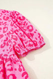 Leopard Tie Front Puff Sleeve Dress - Trendsi - Flyclothing LLC