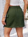 Pocketed Buttoned Denim Skirt - Trendsi