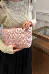 Ruched Heart Clutch with Zipper - Trendsi