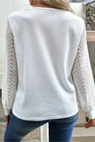 Decorative Button V-Neck Long Sleeve T-Shirt - Trendsi