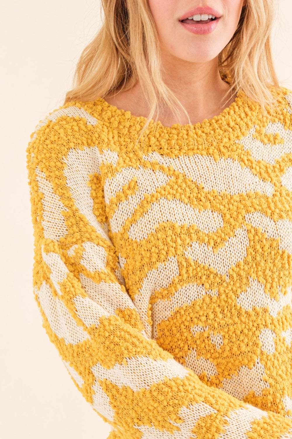 And The Why Full Size Textured Pattern Contrast Sweater - Trendsi - Flyclothing LLC