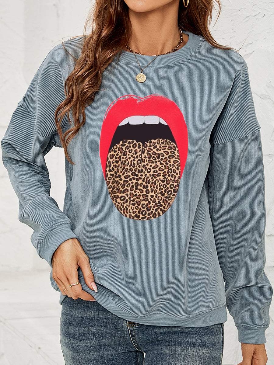 Round Neck Dropped Shoulder MAMA Graphic Sweatshirt - Trendsi - Flyclothing LLC