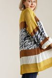 Umgee Full Size Color Block Open Front Longline Cardigan Plus Size - Trendsi