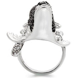 0W003 - Rhodium + Ruthenium Brass Ring with AAA Grade CZ  in Multi Color - Alamode