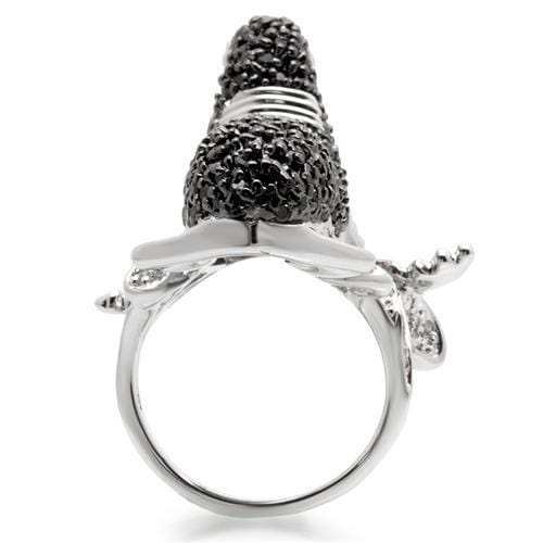 0W003 - Rhodium + Ruthenium Brass Ring with AAA Grade CZ in Multi Color - Alamode - Flyclothing LLC
