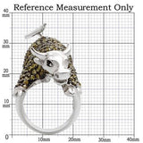 0W004 - Rhodium + Ruthenium Brass Ring with AAA Grade CZ  in Multi Color - Alamode