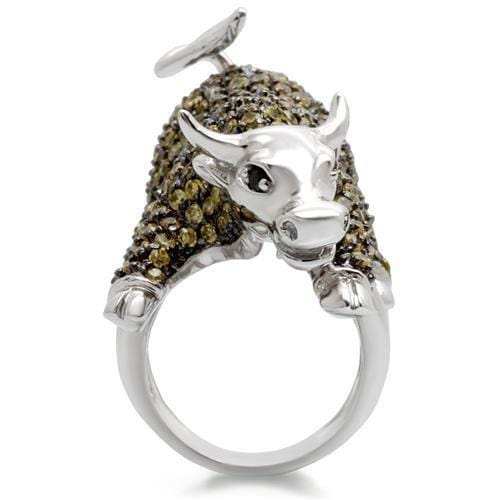 0W004 - Rhodium + Ruthenium Brass Ring with AAA Grade CZ in Multi Color - Alamode - Flyclothing LLC