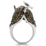 0W004 - Rhodium + Ruthenium Brass Ring with AAA Grade CZ in Multi Color - Alamode - Flyclothing LLC