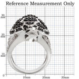 0W005 - Rhodium + Ruthenium Brass Ring with AAA Grade CZ  in Jet - Alamode