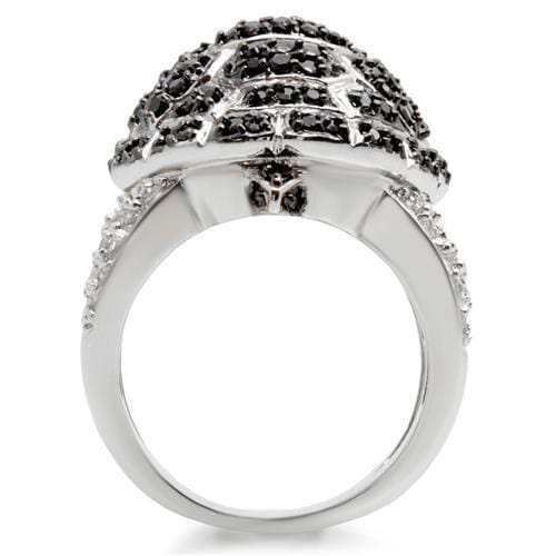0W005 - Rhodium + Ruthenium Brass Ring with AAA Grade CZ in Jet - Alamode - Flyclothing LLC