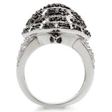 0W005 - Rhodium + Ruthenium Brass Ring with AAA Grade CZ in Jet - Alamode - Flyclothing LLC