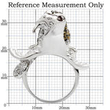 0W008 - Rhodium + Ruthenium Brass Ring with AAA Grade CZ  in Multi Color - Alamode
