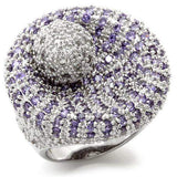 0W018 - Rhodium Brass Ring with AAA Grade CZ in Tanzanite - Alamode - Flyclothing LLC