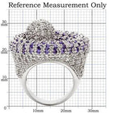 0W018 - Rhodium Brass Ring with AAA Grade CZ in Tanzanite - Alamode - Flyclothing LLC