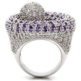 0W018 - Rhodium Brass Ring with AAA Grade CZ in Tanzanite - Alamode - Flyclothing LLC