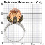 0W021 - Rhodium + Ruthenium Brass Ring with AAA Grade CZ  in Champagne - Alamode
