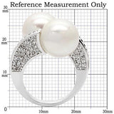 0W025 - Rhodium Brass Ring with AAA Grade CZ  in Clear - Alamode