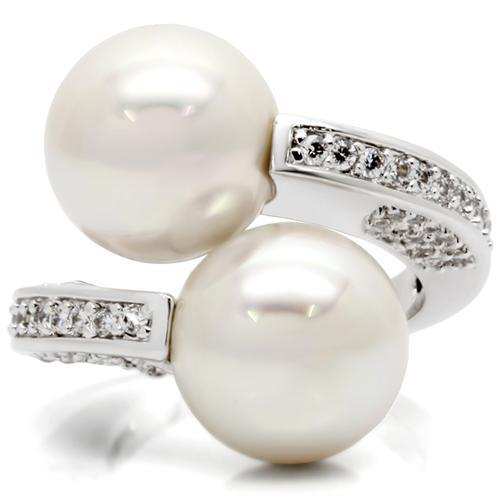 0W025 - Rhodium Brass Ring with AAA Grade CZ in Clear - Alamode - Flyclothing LLC