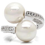 0W025 - Rhodium Brass Ring with AAA Grade CZ  in Clear - Alamode