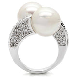 0W025 - Rhodium Brass Ring with AAA Grade CZ  in Clear - Alamode