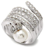 0W031 - Rhodium Brass Ring with AAA Grade CZ in Clear - Alamode - Flyclothing LLC