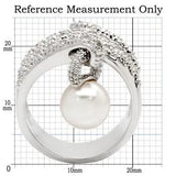 0W031 - Rhodium Brass Ring with AAA Grade CZ in Clear - Alamode - Flyclothing LLC