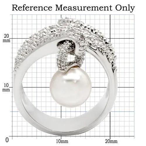 0W031 - Rhodium Brass Ring with AAA Grade CZ in Clear - Alamode - Flyclothing LLC