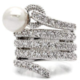 0W031 - Rhodium Brass Ring with AAA Grade CZ in Clear - Alamode - Flyclothing LLC