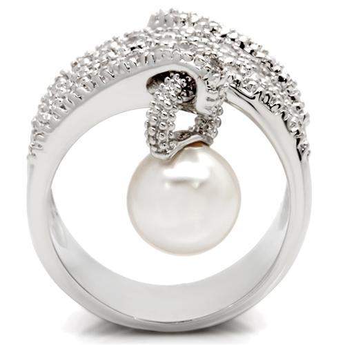 0W031 - Rhodium Brass Ring with AAA Grade CZ in Clear - Alamode - Flyclothing LLC