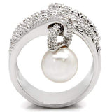 0W031 - Rhodium Brass Ring with AAA Grade CZ in Clear - Alamode - Flyclothing LLC