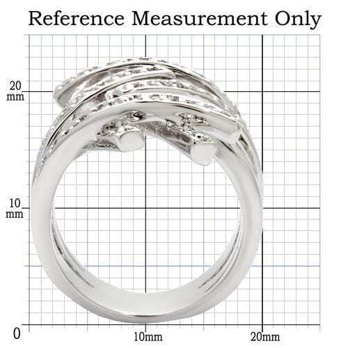 0W061 - Rhodium Brass Ring with AAA Grade CZ in Clear - Alamode - Flyclothing LLC